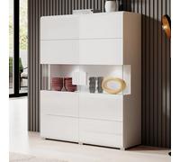 torino high gloss highboard with 2 doors in white and led