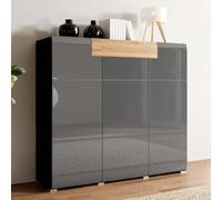 torino high gloss sideboard 3 doors in grey and san remo oak