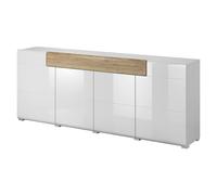 torino high gloss sideboard 4 doors in white and san remo oak
