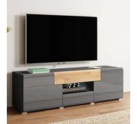 torino high gloss tv stand in grey and san remo oak and led