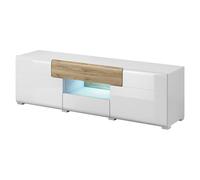 torino high gloss tv stand in white and san remo oak and led