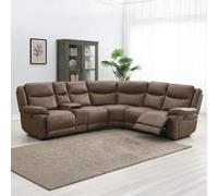 Torino Manual Recliner Corner Sofa - Chestnut Faux Leather
