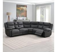 Torino Manual Recliner Corner Sofa - Grey Pewter Faux Leather