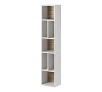 torino wooden bookcase 7 shelves in matt white and san remo oak