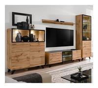 torino wooden living room furniture set in wotan oak with led