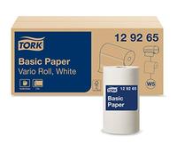 Tork 129265 Basic Paper 2 Ply / Absorbent Paper Roll Suitable for Tork W5 Vario Roll System / White / 10 x 55m / Ø 13.6cm