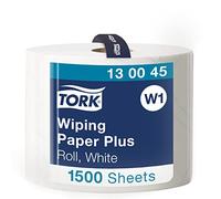 Tork 130045 Wiping Paper Plus / 2 Ply Multipurpose QuickDry Paper Roll Suitable for Tork W1 Wipers Wall/Floor/Standard System / White / 1 x 510m / Ø 39cm
