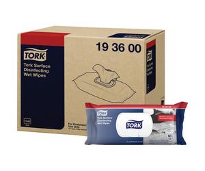 Tork 193600 Wet Surface Disinfection Wipes: 60-Piece Resealable Pack