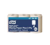 Tork 2-Ply M4 Reflex Wiping Paper Roll Plus Natural Pack of 6 473481
