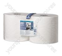 Tork 130062 Heavy-Duty Wiping Paper / 2 Ply Absorbent Paper Roll Suitable for Tork W1 and W2 Systems / White / 2 x 170m / Ø 26.2cm