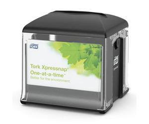 Tork 272808 Xpressnap Snack Tabletop Napkin Dispenser / Paper Dispenser Suitable for N10 Interfold Napkins / Signature Design / Black