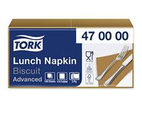 Tork 470000 Soft Biscuit Lunch Napkin / 3 Ply Advanced, Unprinted Serviette in Light Brown / 10 x 150 Sheets (WxL: 16.3cm x 16.5cm)