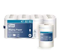 Tork 473252 Wiping Paper Advanced / Strong Absorbent Paper Roll Compatible with Tork M1 Mini Centrefeed System (After Core Removal), 1 x 12 Rolls (12 x 120 m)