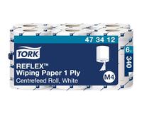 Tork 473412 Reflex Wiping Paper / 2 Ply Absorbent QuickDry Paper Roll case of 6