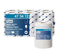 Tork 473412 Reflex Wiping Paper / 2 Ply Absorbent QuickDry Paper Roll Suitable for Tork M4 Reflex Centrefeed System / White / 6 x 113.9m / Ø 19cm