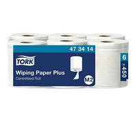 Tork 473414 Multipurpose Wiping Paper Towels/Paper Rolls Suitable for M2 Centrefeed System Big Dispensers/White / 6 x 150.7m / Ø 18cm