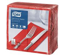 Tork 477620 Soft Red Dinner Napkin 1/8 Folded / 3 Ply Advanced, Absorbent Unprinted Serviette in Red / 12 x 100 Sheets (WxL: 9.8cm x 19.5cm)