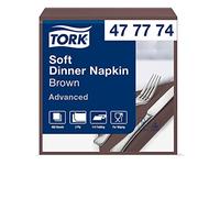 Tork 477774 Soft Brown Dinner Napkin / 3 Ply Advanced, Unprinted Serviette in Dark Brown / 12 x 100 sheets (WxL: 19.5cm x 19.5cm)