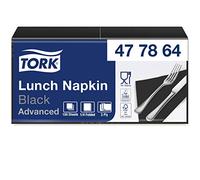 Tork 477864 Soft Black Lunch Napkin / 3 Ply Advanced, Unprinted Serviette in Black / 10 x 150 Sheets (WxL: 16.3cm x 16.5cm)