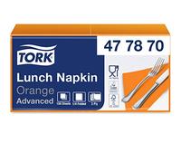 Tork 477870 Soft Orange Lunch Napkin / 3 Ply Advanced, Unprinted Serviette in Orange Cream / 10 x 150 Sheets (WxL: 16.3cm x 16.5cm)