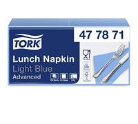 Tork 477871 Soft Light Blue Lunch Napkin / 3 Ply Advanced, Unprinted Serviette in Baby Blue / 10 x 150 Sheets (WxL: 16.3cm x 16.5cm)