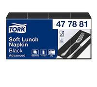 Tork 477881 Soft Black Lunch Napkin 1/8 Folded / 3 Ply Advanced Unprinted Serviette in Black / 10 x 150 Sheets (WxL: 8.2cm x 16.5cm)