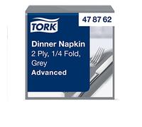 Tork 478762 Dinner Napkins, 2-Ply, 4 Fold, 39 cm, Grey (Pack of 1800) | Grey