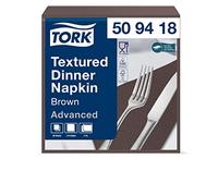 Tork 509418 Textured Brown Dinner Napkin / 2 Ply Advanced Unprinted Serviette in Dark Brown / 18 x 50 Sheets (WxL: 19.5 cm x 19 cm)
