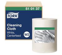 Tork 510137 Cleaning Cloth, Centerfeed, 1-Ply, 12.6" Width x 416.6' Length, 9.84" Roll Diameter, White (Case of 1 Roll)