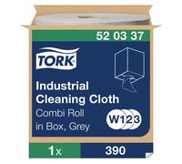 Tork 520337 Industrial Cleaning Cloth / 1 Ply Multipurpose Disposable Cotton Towel Suitable for W1, W2 & W3 Wipers Systems / Grey / 1 x 148.2m / Ø 25cm