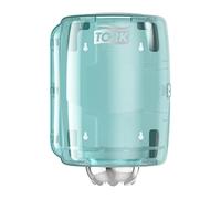 Tork 659000 Centrefeed Dispenser M2 / Paper Dispenser Suitable for M2 Paper Rolls Centrefeed System Big/Wipe Dispenser Wall Mounted/Performance Design White-Turquoise