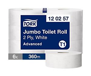 Tork Advanced 100% Recycled Toilet Roll T1 2 Ply 120257 6 Rolls of 1800 Sheets