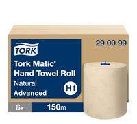 Tork Matic Paper Hand Towel Roll Natural H1, Advanced, Tear-Resistant, 2-Ply, 6 x 150m, 290099