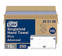 Tork Advanced Paper Hand Towels H3 Blue 2 Ply 290186 250 Sheets Pack of 15