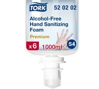 Tork Alcohol-Free Hand Sanitising Foam S4, Dermatologically Tested, 6 x 1000ml, 520202