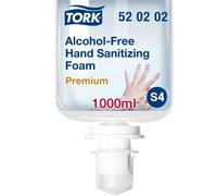 Tork Alcohol-Free Hand Sanitising Foam S4, Dermatologically Tested, 1 x 1000ml, 520202, transparent