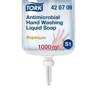 Tork Antimicrobial Hand Soap Liquid S1, Dermatologically Tested, 1 x 1000ml, 420709