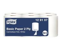 Tork Basic Centrefeed Wiping Paper White M2, Absorbent Paper Towels, 6 x 150m, 129107