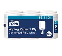 Tork Centrefeed Wiping Paper White M2, Absorbent, 6 Rolls, 151131