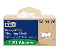 Tork Heavy-Duty Cleaning Cloth White W7, One-at-a-Time Dispensing, 1 x 120 Cloths, 530176