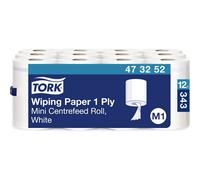 Tork 473252 Wiping Paper Advanced / Strong Absorbent Paper Roll Compatible with Tork M1 Mini Centrefeed System (After Core Removal), 1 x 12 Rolls (12 x 120 m)