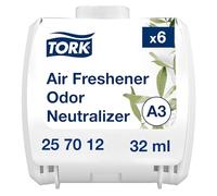 Tork Constant Air Freshener Refill Odour Neutraliser A3, Lemon Grass Scent, 6 Refills, 257012