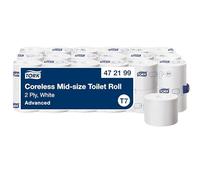 Tork Coreless Toilet Roll White T7, Advanced, Mid-Size, 2-Ply, 36 x 900 sheets, 472199