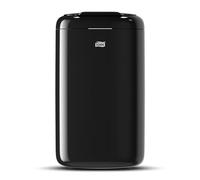 Tork Elevation Waste Paper Bin 5L - Compact Sanitary Bin with Self-Closing Lid - Flexible Mounting on Walls, Bathrooms or Cubicles - 33.8 x 19 x 16 cm - Black