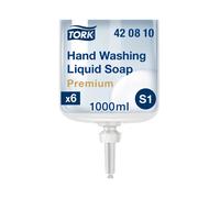 Tork Fragrance-Free Hand Washing Liquid Soap S1/S11, Fat Dissolving, 6 x 1000ml, 420810