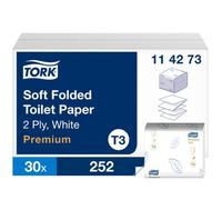 Tork Folded Toilet 2-Ply Tissue, 252 Sheets, Pack Of 30