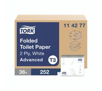 Tork T3 Folded Toilet Tissue 2-Ply 242 Sheets (36 Pack)