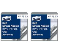 Tork Grey Soft Dinner Napkin, 1/4 Fold 3-ply, 39 cm x 39 cm, 100 Napkins, 477673 (Pack of 2)