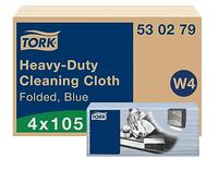 Tork Heavy-Duty Cleaning Cloth Blue W4 Ref 530279 One Box 4 Packs x 105 Cloths
