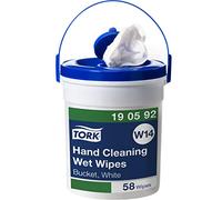 Tork Hand Cleaning Wet Wipe Bucket White W14, Fragrance Free, 1 x 58 Wipes, 190592